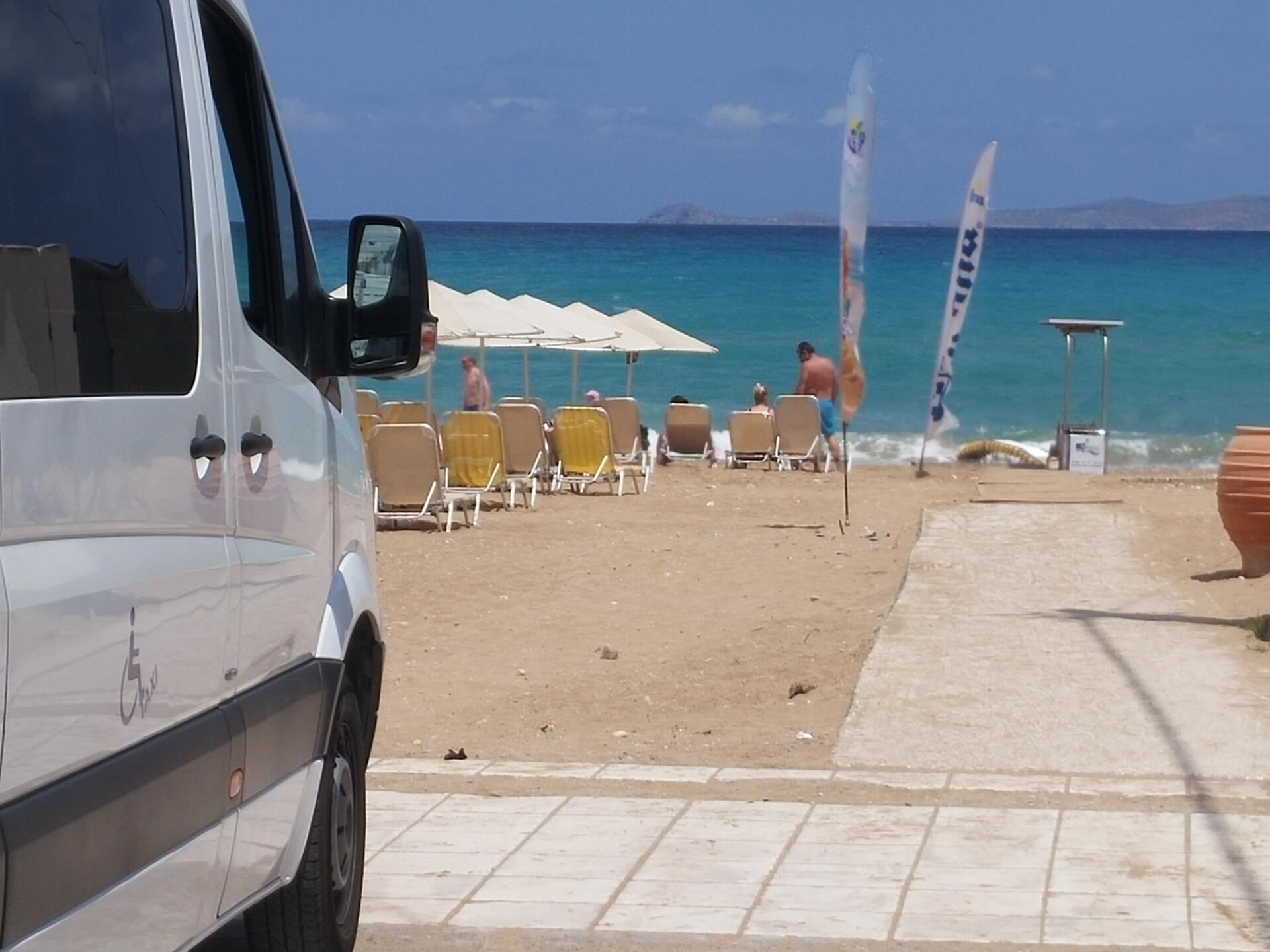 Wheelchair sea access system at Heraklion beach
