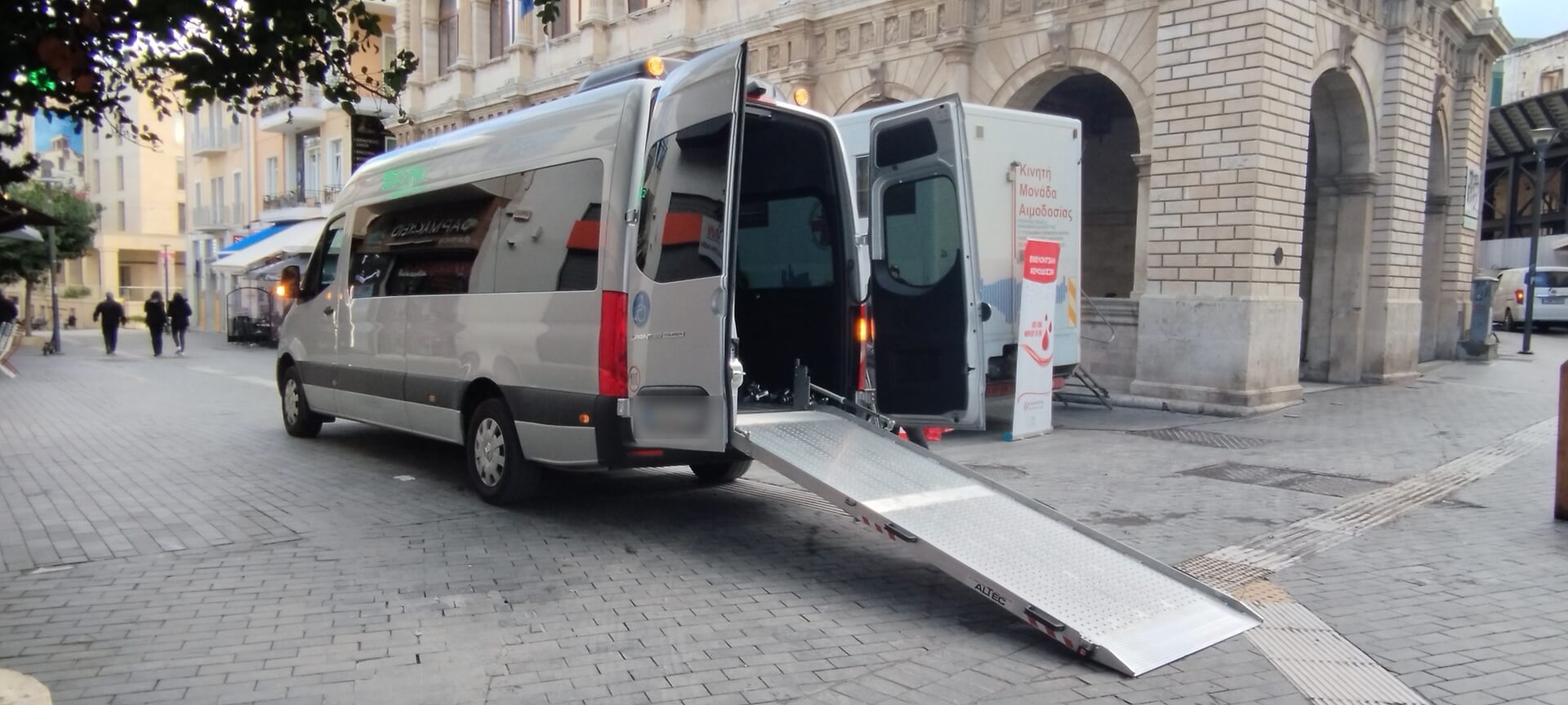 Accessible taxi vehicle in Crete old town area